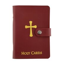 Maroon Leatherette Holy Prayer Card Holder Religious Catholic Album - Fits 40 picture