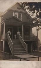 VINTAGE POSTCARD FAMILY ON THE DECK OF THEIR c. 1920 HOME REAL PHOTO FRESH picture