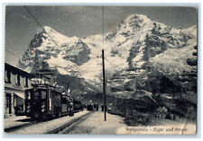 1912 Train Eiger And Monch Ski Area in Wengernalp Switzerland Postcard picture