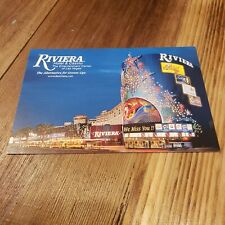 Las Vegas Riviera At Night The Strip Casinos Hotels Aerial View Nevada Postcard picture