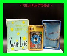 Unique Unfired Vintage Petrol Pocket Lighter w/ Music Box Original Box - WORKING picture