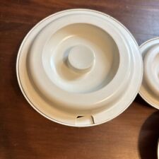 Vintage Set of three Tupperware Microwave/Oven Bowl 1547-3 Vented Lid Off-White picture