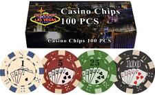 DA VINCI 100 Dice Stripe Flush Design Poker Chips in Las Vegas Gift Box picture