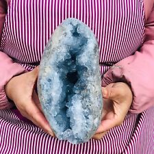7.6 LB Natural Blue Celestite Crystal Geode Cave Mineral Specimen - Stand Up picture