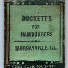 c1940s Murrayville, Ill Duckett's Restaurant Matchbook Cover Hamburgers IL C18 picture