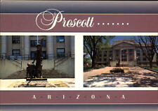 Prescott Arizona bronze statue Court House American flag unused vintage postcard picture