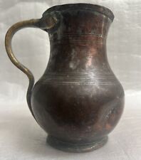 Antique Copper Pitcher Hand Made Engraved and Dated 1919 by MK picture
