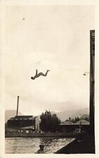 c1910 Stunt Performer High Dive Person Mid Air Platform Diver Real Photo P452 picture
