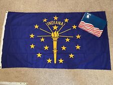 1975 Vintage Annin & Co. Official Indiana State Flag 100% Cotton 3x5 Defiance picture