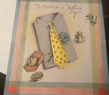 ParamountVintage 1940’s Father’s Day Unused Greeting Card Silk Tie In Card picture