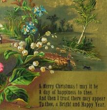 1870's-80's Lovely Floral Scene Poem Victorian Christmas Card *B picture