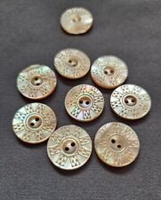 Vintage 1930 8 pcs Carved Real Thick Mother of Pearl Buttons 18mm + 1 Bonus picture