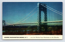 c1939 Postcard New York NY George Washington Bridge Macy Color Views picture