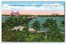c1940's Flagler Memorial Bridge West Palm Beach & Palm Beach Florida FL Postcard picture