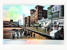On the Sands, Atlantic City, New Jersey HOLOGRAPHIC SILVER Postcard (Retouched) picture
