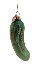 Vintage Germany Blown Glass Green Pickle Christmas Ornament picture
