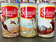 Lot of 3 Schmidt Wildlife Scene S/S Pull Tab Beer Cans Yellow Stripe Set #3a picture