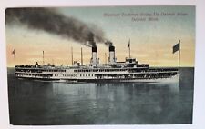 Steamer Ship Tashmoo Going Up Detroit River MI Antique Posted Postcard picture