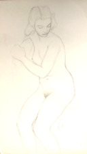 Sitting Nude looking Downward-Pencil Drawing-1937-August Mosca picture