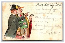 Vintage 1907 Comic Postcard - Fancy Man Gives Traveler Directions picture