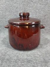 West Bend Vintage Bean Pot Crock Brown Glazed Stoneware W/Lid USA Pottery 1950’s picture