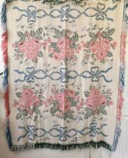Vintage Cottage Floral Crown Crafts Tapestry Blanket  Made In USA 44”x64” picture