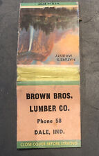 Vintage 1940 Brown Bros Lumber Co Dale IN Indiana Matches Matchbook Picture Sign picture