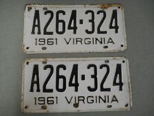 Vintage 1961 Virginia License Plate Pair picture