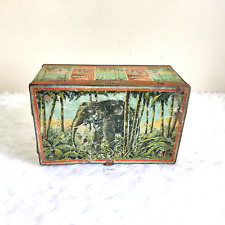 1920s Vintage Bears Elephant Cigarette Advertising Tin Rare Collectible CG400 picture