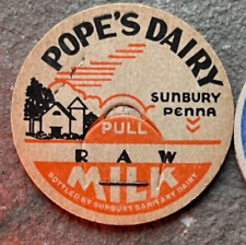 Pope Sunbury Sanitary Dairy bottle cap lid top, Pa. Penna Northumberland County picture