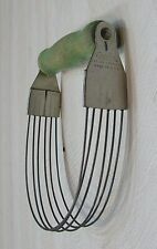 Primitive Antique Androck USA Green Wood Handle Steel Wire Dough Mixer FREE S/H picture