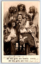 RPPC 1907 Laughing Man with 5 Gypsy Costumed Ladies Perhaps Actors? A19 picture
