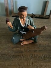 Vintage Hakata Urasaki Clay Figurine Sculptor Carving a Buddha picture