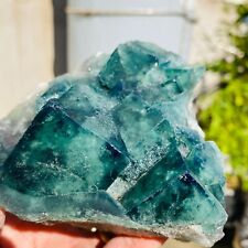1170g Large Natural Clear Green Fluorite Cubic Crystal Rough Healing Specimen picture