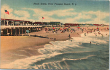 Point Pleasant New Jersey NJ Beach Scene Umbrellas Swimmers Postcard picture