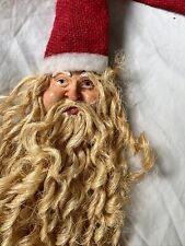 Vintage 1960’s Santa Clause Long  Jute Curly Beard 12” Paper MacheFree Shipping picture