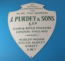 Vintage James Purdey Sign - Hunting Firearm Makers Shot Gun Gas Porcelain Sign picture