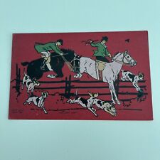 1903 Postcard--The Last Jump--Fred Tolman Brockton MA--Horses Steeplechase Dogs picture