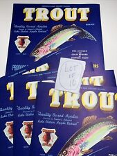 Wholesale Lot Of 10 Blue Trout Fishing Vintage Original Fruit Crate Labels Signs picture
