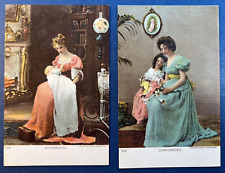 2 Children & Mother Greetings Antique Postcards. Paintings Style. PUBL: Ullman picture