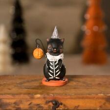 Bethany Lowe Skeleton Cat With Lantern Small Halloween Figure Michelle Lauritsen picture