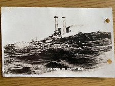 1920s RPPC - STEAMING IN HEAVY SEAS antique real photograph postcard NAUTICAL picture