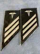 Pair USN Navy Medical SERVICE STRIPES Blue / White 3 Bars=12 years Sleeve Patch picture