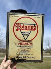 Vintage Original Polarine Medium One Gallon Slim Indiana Motor Oil Can Gas picture