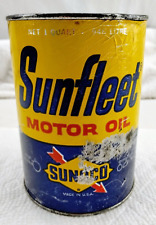 Vintage Sunoco Sunfleet Motor Oil Can Gas & Oil Composite Quart picture