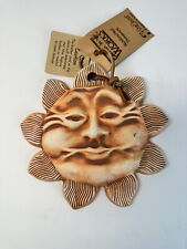 Vintage Terra Cotta Stoneware Sun Face Wall Hanging Earth 'n Works NWT 6.5