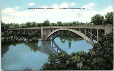1952 Jackson Mississippi Wilson Memorial Bridge Linen Postcard 13-31 picture