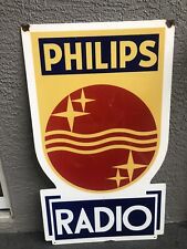 Authentic Vintage Philips Radio Die Cut Porcelain Advertising Sign 36x21 picture