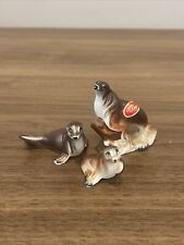 Vintage Bone China Miniature Seal Family Figurines Set Of 3 picture