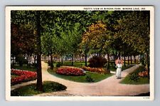 Winona Lake IN-Indiana, View In Winona Park, Vintage Postcard picture